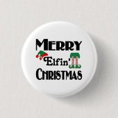 Kerst van Merry Elfin Ronde Button 3,2 Cm (Voorkant)