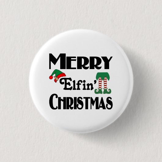 Kerst van Merry Elfin Ronde Button 3,2 Cm (Voorkant)