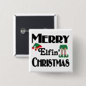 Kerst van Merry Elfin Vierkante Button 5,1 Cm (Voorkant /achterkant)