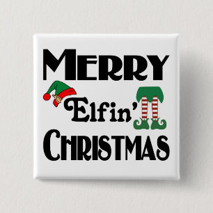 Kerst van Merry Elfin Vierkante Button 5,1 Cm