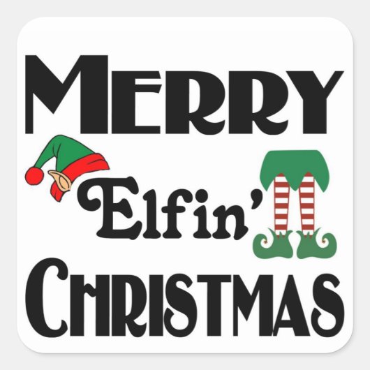 Kerst van Merry Elfin Vierkante Sticker (Voorkant)