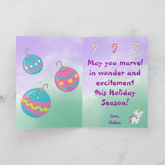 Kerst van Merry en Magical Unicorn Feestdagen Kaart (Binnen)