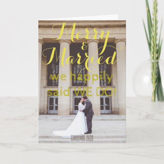 Kerst van Merry & Married Majestic Gold Scripts Feestdagen Kaart (Voorkant)