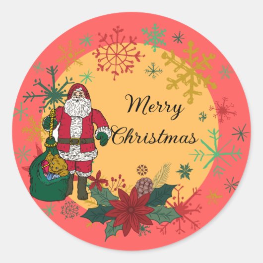 Kerst van Merry Ronde Sticker (Voorkant)