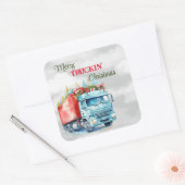 Kerst van Merry Truckin Vierkante Sticker (Envelop)