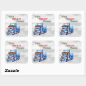 Kerst van Merry Truckin Vierkante Sticker (Vel)