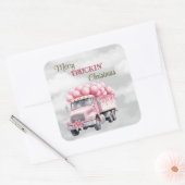 Kerst van Merry Truckin Vierkante Sticker (Envelop)
