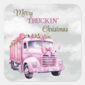 Kerst van Merry Truckin Vierkante Sticker (Voorkant)