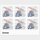 Kerst van Merry Truckin Vierkante Sticker (Vel)