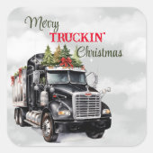 Kerst van Merry Truckin Vierkante Sticker (Voorkant)