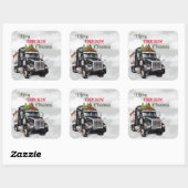Kerst van Merry Truckin Vierkante Sticker (Vel)