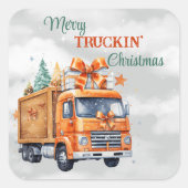 Kerst van Merry Truckin Vierkante Sticker (Voorkant)