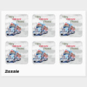 Kerst van Merry Truckin Vierkante Sticker (Vel)