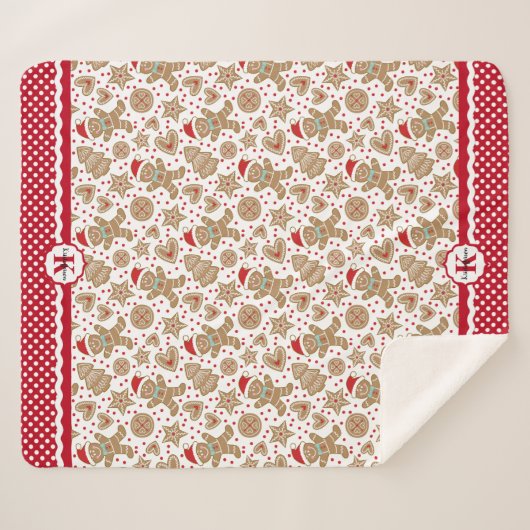 Kerst van Monogram Gingerbrood Sherpa Deken (Voorkant (horizontaal))