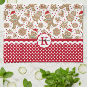 Kerst van Monogram Gingerbrood Theedoek (Gevouwen)