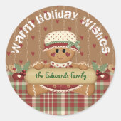 Kerst van ontbijtkoek ronde sticker (Voorkant)