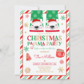 Kerst van Pajama Rood Holiday Pajama Partij Kaart (Voorkant)