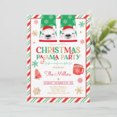 Kerst van Pajama Rood Holiday Pajama Partij Kaart (Staand voorkant)