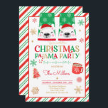 Kerst van Pajama Rood Holiday Pajama Partij Kaart<br><div class="desc">Uitnodiging voor kerstfeest Pajama Party Red Holiday Pajama</div>