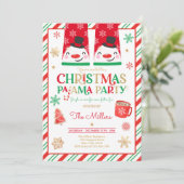 Kerst van Pajama Rood Holiday Pajama Partij Kaart (Staand voorkant)