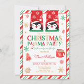Kerst van Pajama Rood Holiday Pajama Partij Kaart (Voorkant)
