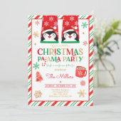 Kerst van Pajama Rood Holiday Pajama Partij Kaart (Staand voorkant)