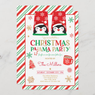 Kerst van Pajama Rood Holiday Pajama Partij Kaart