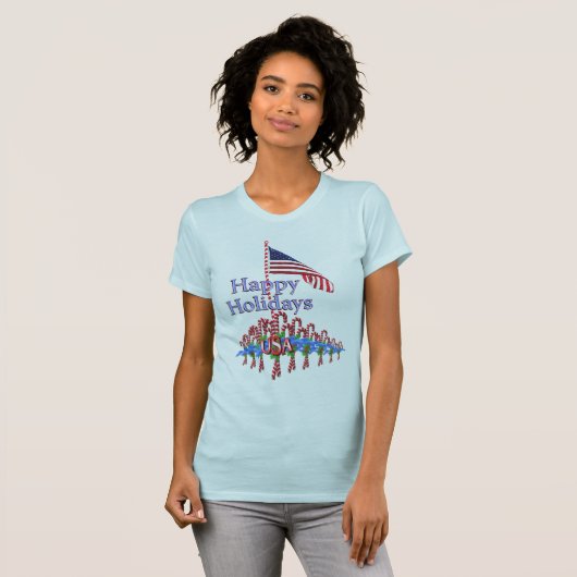 Kerst van Patriotic Candy Canes T-shirt (Voorkant volledig)