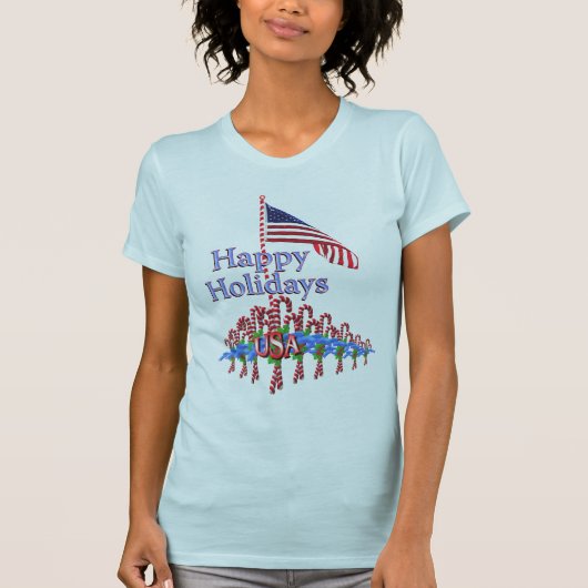 Kerst van Patriotic Candy Canes T-shirt (Voorkant)