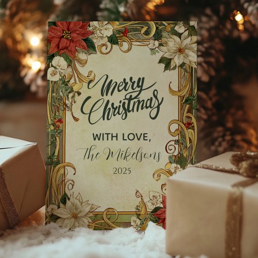  kerst van Poinsettia Feestdagenkaart