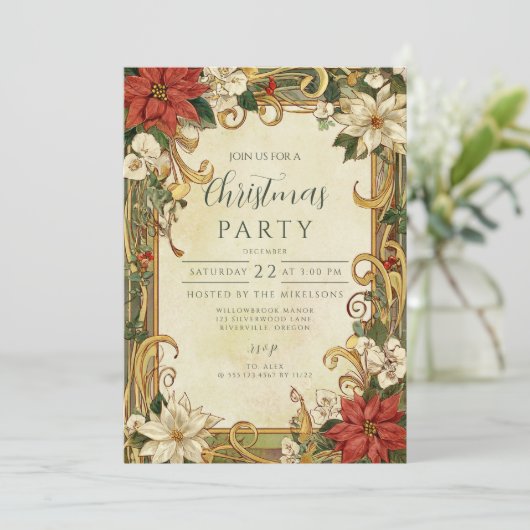  kerst van Poinsettia Kaart (Staand voorkant)