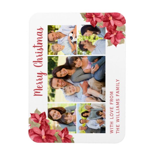 kerst van Poinsettia Merry Magneet (Verticaal)