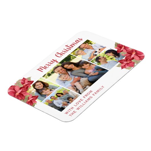  kerst van Poinsettia Merry Magneet (Linkerzijde)