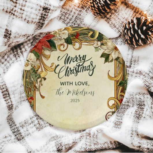 kerst van Poinsettia Papieren Bordje