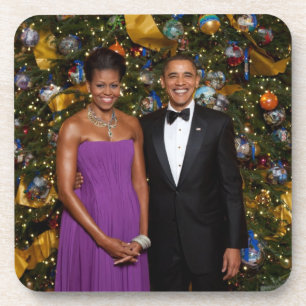 Kerst van President Barack Obama en Michelle Bier Onderzetter
