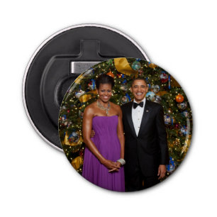 Kerst van President Barack Obama en Michelle Button Flesopener