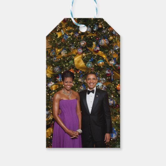 Kerst van President Barack Obama en Michelle Cadeaulabel (Voorkant)