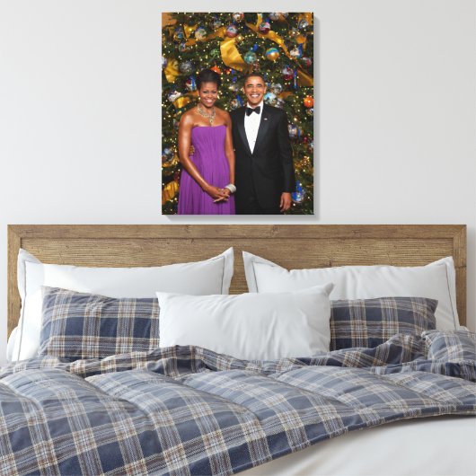 Kerst van President Barack Obama en Michelle Canvas Afdruk (Insitu (Slaapkamer))