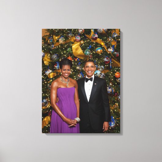 Kerst van President Barack Obama en Michelle Canvas Afdruk (Voorkant)