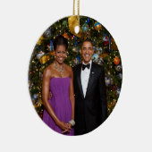 Kerst van President Barack Obama en Michelle Keramisch Ornament (Rechts)