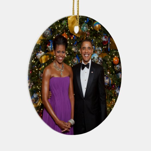 Kerst van President Barack Obama en Michelle Keramisch Ornament (Rechts)