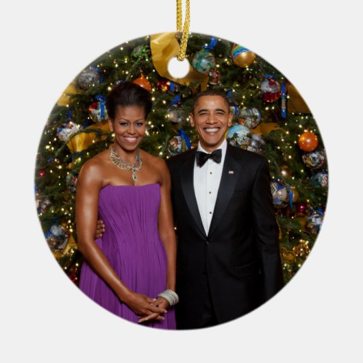 Kerst van President Barack Obama en Michelle Keramisch Ornament (Voorkant)
