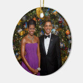 Kerst van President Barack Obama en Michelle Keramisch Ornament (Links)