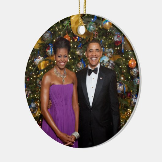 Kerst van President Barack Obama en Michelle Keramisch Ornament (Links)