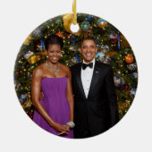 Kerst van President Barack Obama en Michelle Keramisch Ornament (Achterkant)