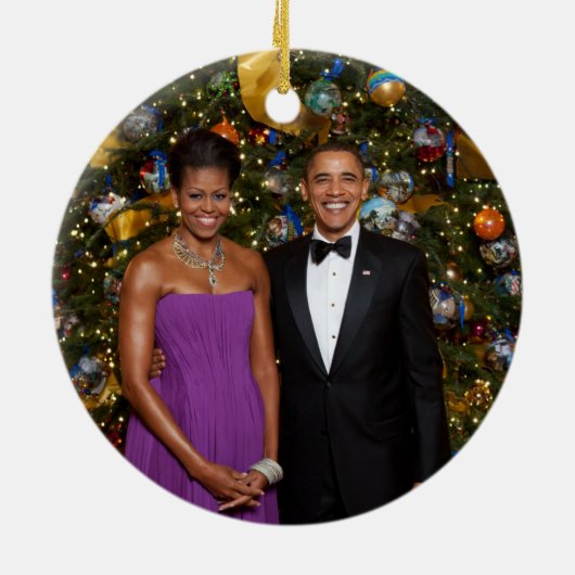 Kerst van President Barack Obama en Michelle Keramisch Ornament (Achterkant)