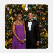 Kerst van President Barack Obama en Michelle Metalen Ornament (Achterkant)
