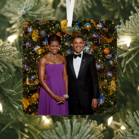 Kerst van President Barack Obama en Michelle Metalen Ornament (Insitu)