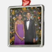 Kerst van President Barack Obama en Michelle Metalen Ornament (Links)