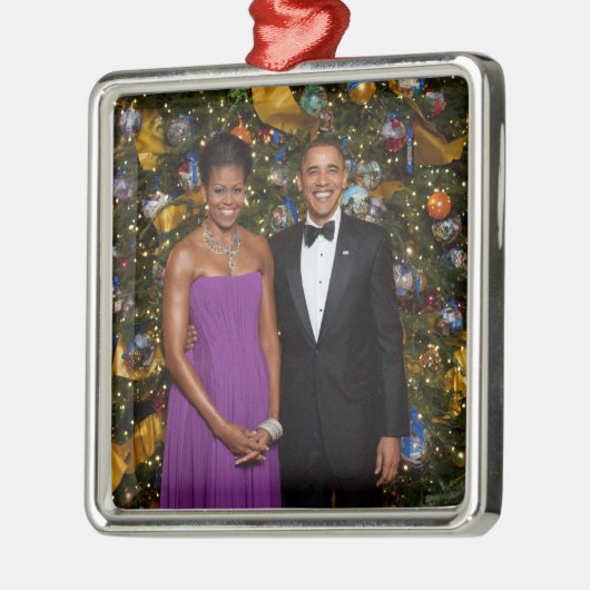 Kerst van President Barack Obama en Michelle Metalen Ornament (Links)